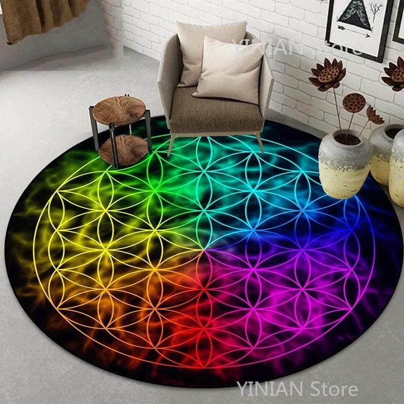 Geometry Round Carpet Cushion Living Room Bedroom Floor Mat Doormat Sofa Computer Chair Area Rug Dropshipping Wholesale