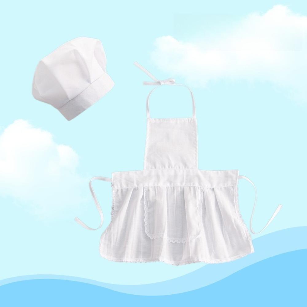 Baby Photo Shoot Chef Costume Set White Chef Hat and Apron Kids Performance and Photography Outfit