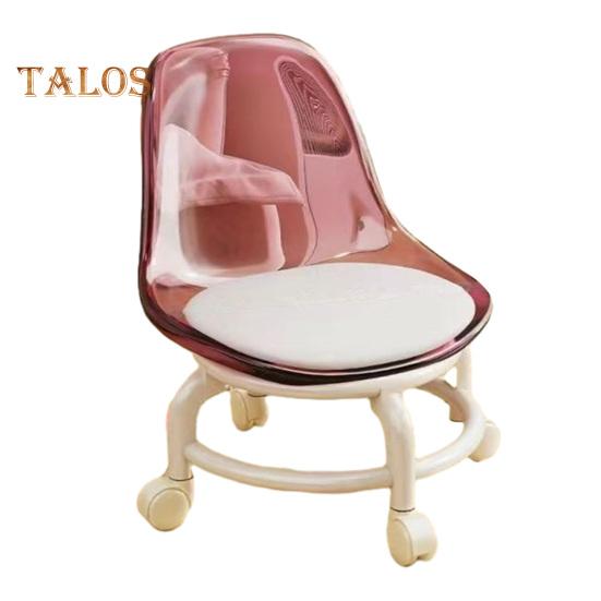 Low Rolling Stool with Backrest 360 Degrees Swivel Wheels Faux Leather Cushion Roller Seat Heavy Duty Rotating Mini Chair Seating Stool