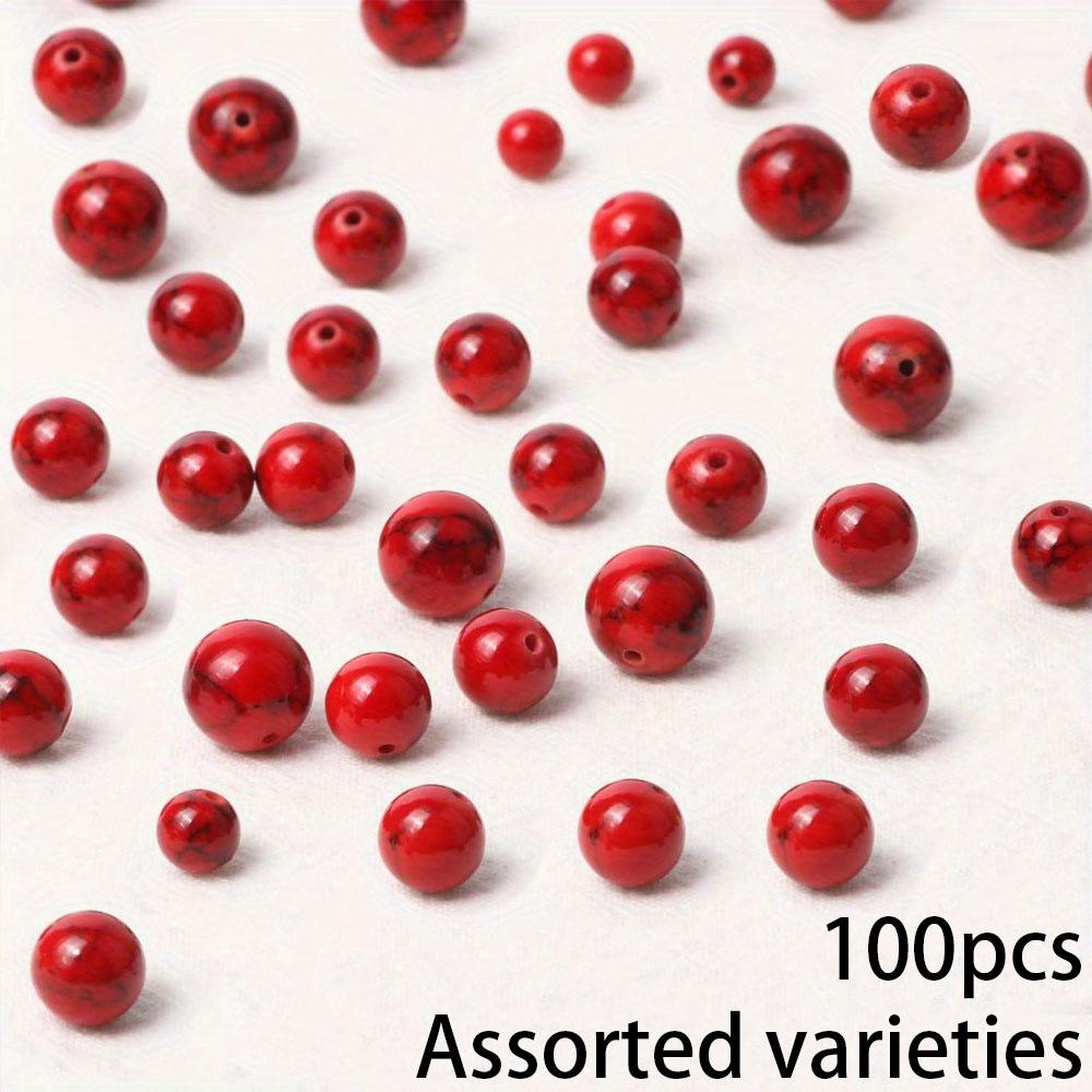 

100/300/500 шт. красных бусин, бирюзовых бусин, декоративных бусин, разделительных бусин, бусин из натуральных драгоценных камней, изготовление украшений, браслет-ожерелье своими руками 100pcs красный