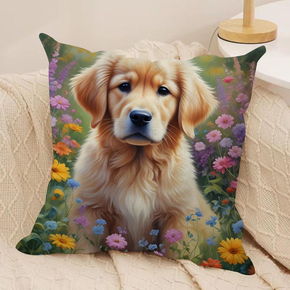 watercolor Pet Dog Cushion Cover Soft Plush Fabric DoubleSided Printed Cushion Covers for All Seasons Modern HomeDecor Gift