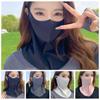 UV Protection Sunscreen Mask Solid Color Sunscreen Face Scarf Elastic Ice Silk Mask  Windproof