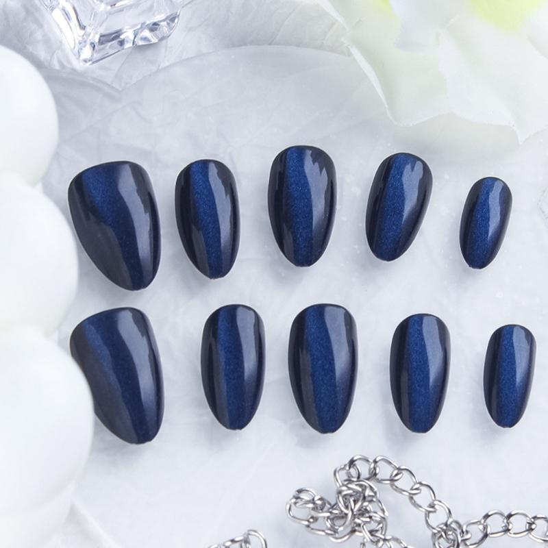 30Pcs Glitters Cats Eye Press On Nail Almond Fake Nail Full Cover Glues On Nail Acrylic Artificial Nail Stick On Nail