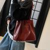 Fashionable Bucket Bag For Women With Soft Pu Material And Stylish Sewing Elements Available In Black Wine Red Red And Coffee For Fall