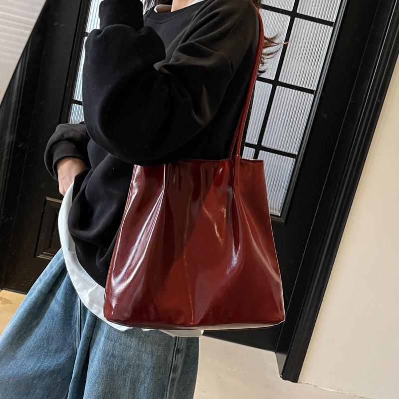 Fashionable Bucket Bag For Women With Soft Pu Material And Stylish Sewing Elements Available In Black Wine Red Red And Coffee For Fall