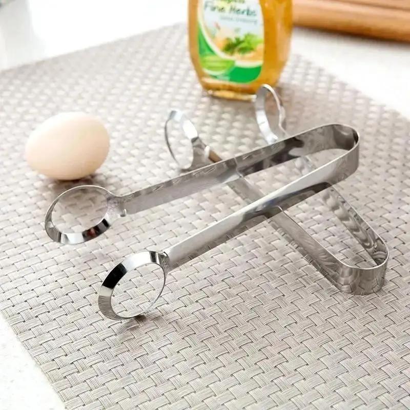 Creative Eggs Tong Kitchen Cooking Tools Stainless Egges Clip Food Salad Meat Ball Tongs Non-slip Eggs Tongs Kitchen Gadgets