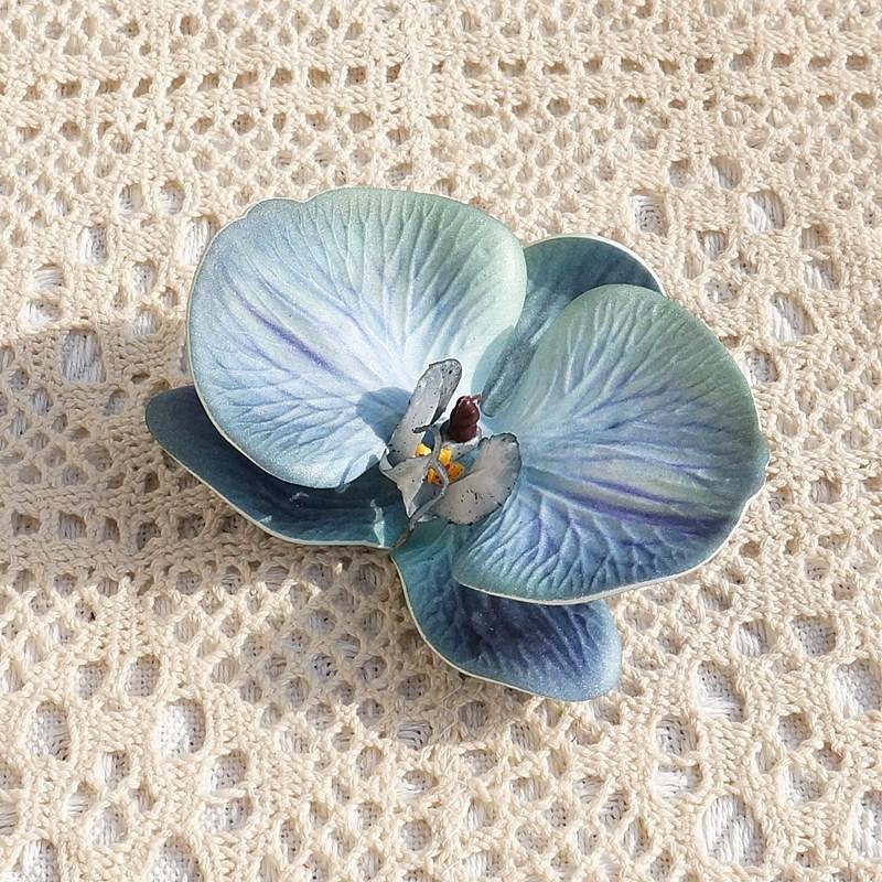 3D Print Big Butterfly Orchid Head Silicone Cotton Artificial Flower Wedding Souvenir Party Gift Box Decor Headdress Flower