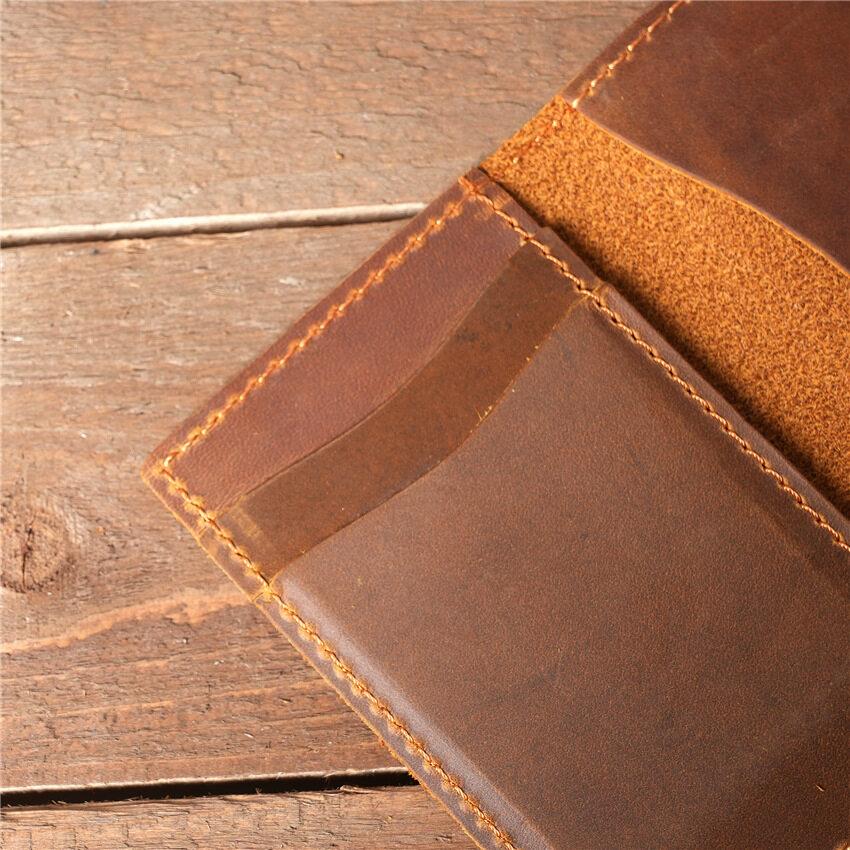 Herren-Kreditkartenetui aus Crazy Horse-Leder, schmal, dünn, Ausweishüllen, Retro-Brieftasche, echtes Rindsleder, für Herren