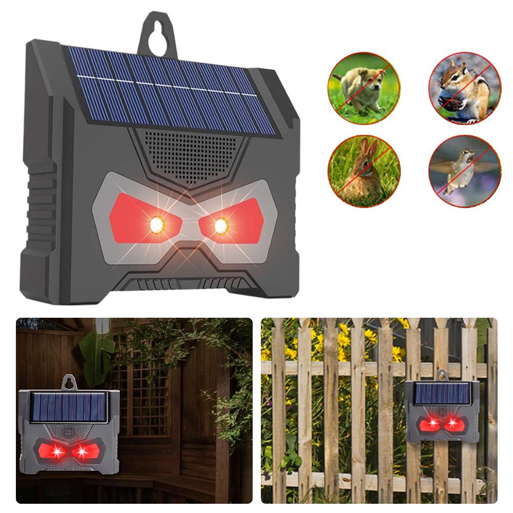 Solar Powered Ultrasonic Animal Repeller with LED Flashing Light Waterproof for Squirrels Raccoon Rabbit Fox Garden Yard Farm