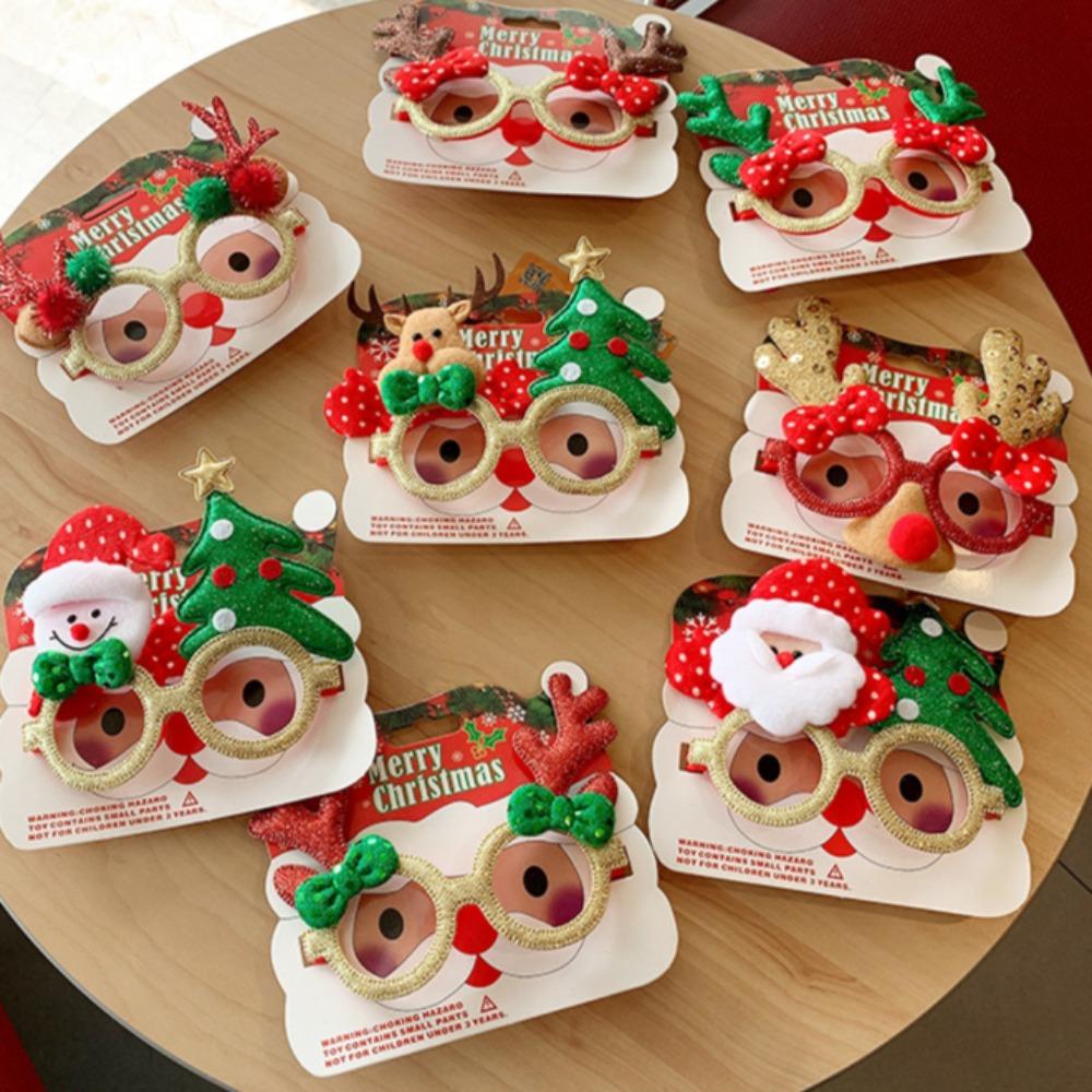Christmas Party Glasses Decoration Cute Santa Claus Elk Snowman Glasses Decorative Frames Children Christmas New  Gifts