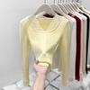 Pure and Chic Lace Splicing Collar Knitted Sweater Women's Autumn and Winter Sweet Spice Girl Pit Strip Slim-fit Bottom Shirt Top