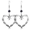 Gothic Barbed Rose Heart Metal Earrings