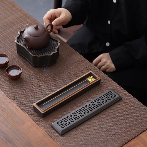 CEREMONY Incense Burner, Horizontal Stand, Safe, Stylish, Ceramic, with Stainless Steel Net, Portable, Perfect for Study, Meditation, Repose, Memorial
