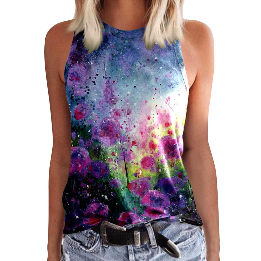 New Summer Flower Floral 3D Printed Tank Top Woman Fashion Oversized Sleeveless O-Neck Vest Streetwear Camisole Women's Clothing