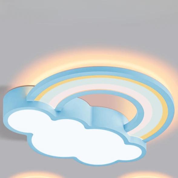 Children's Room Ceiling Lamp Cartoon Rainbow Clouds Simple And Warm Boys And Girls Bedroom Princess Room Light Fixtures