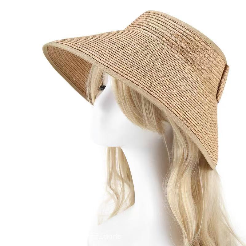 Women's Foldable Wide Brim Sun Hat Straw Beach Visor UV Protection Cap Summer