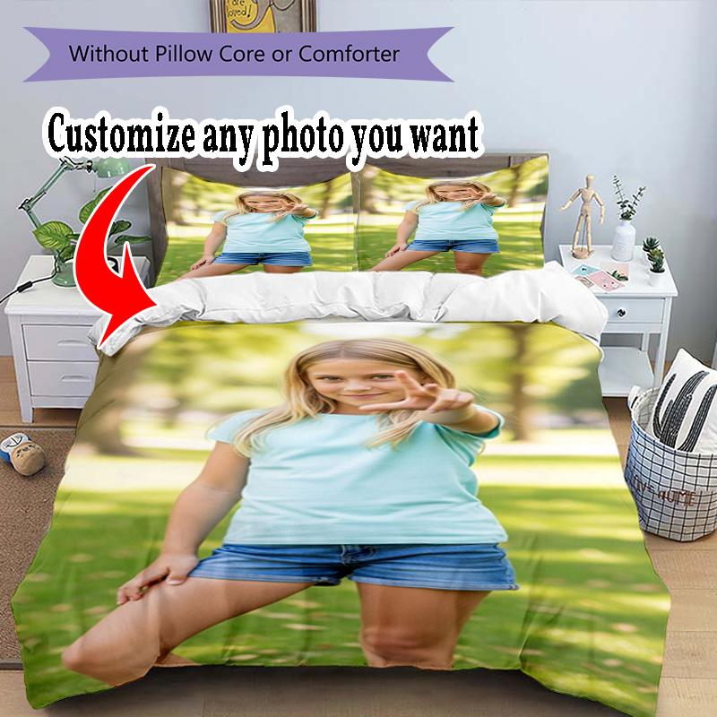 Personalizza Foto Personalizza la tua foto Set Biancheria da Letto Copripiumino Traspirante con Federe Decorazione per la Casa Regalo di Compleanno
