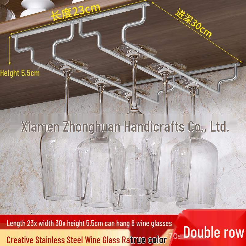 Stainless Steel Hanging Wine Glass Rack - Single Row Stemware Storage Shelf
