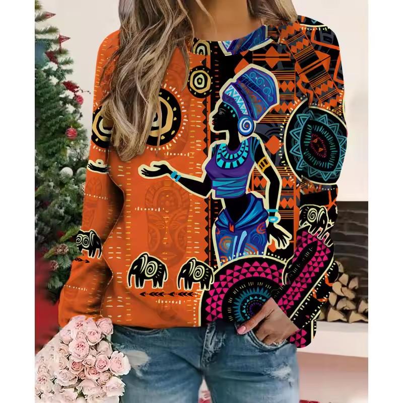 

Толстовки с мексиканским цветочным принтом в этническом стиле, женские толстовки с 3D принтом Y2K, толстовка с длинными рукавами, пуловеры больших размеров, женские топы, одежда 5XL