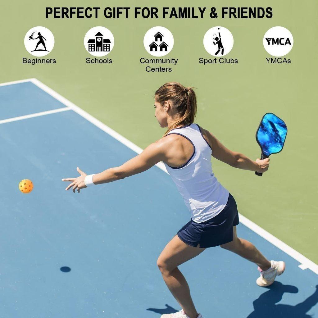 Pickleballschläger Carbonfaser- und Graphitfläche Rutschfester Griff Leichtes Pickleball-Set Outdoor-Sport