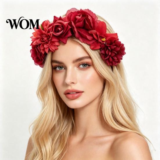 Halloween Hair Accessory 3D Flowers Hoop, Party Headband, Simulated Multi-color Rose Headband for Vacation Dance Accessories Gift Hairband