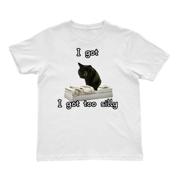 Funny Meme Shirt I Got Too Silly Cat Top Retro Animal Shirt for Men Women Tee 3XL