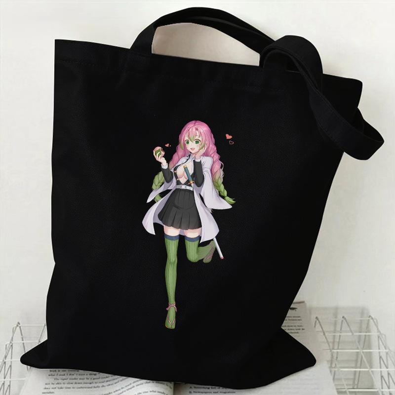 Japan Kanroji Mitsuri Demon Slayer Cartoon Printed Canvas Bag, Student Shoulder Bag/tote Bag for Class 7548