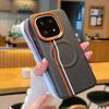 Double Line Pattern Auto Leather Phone Case for Vivo IQOO 15 Iqoo13 Magnetic Metal Lens Ring Wireless Charging Protective Cover