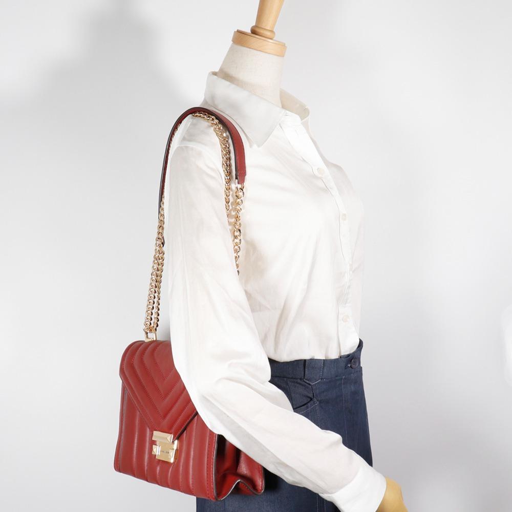 Michael Kors Whitney Shoulder Bag 30F8GXIL3T ChainShoulder Red Calfskin Women Used