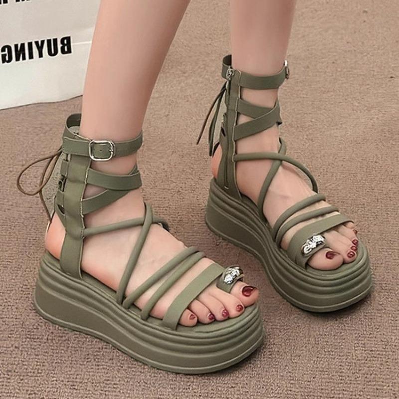 

2026 Summer New Strap Sports Beach Versatile Thick Bottom High Top Sandals for Women 39 зелений