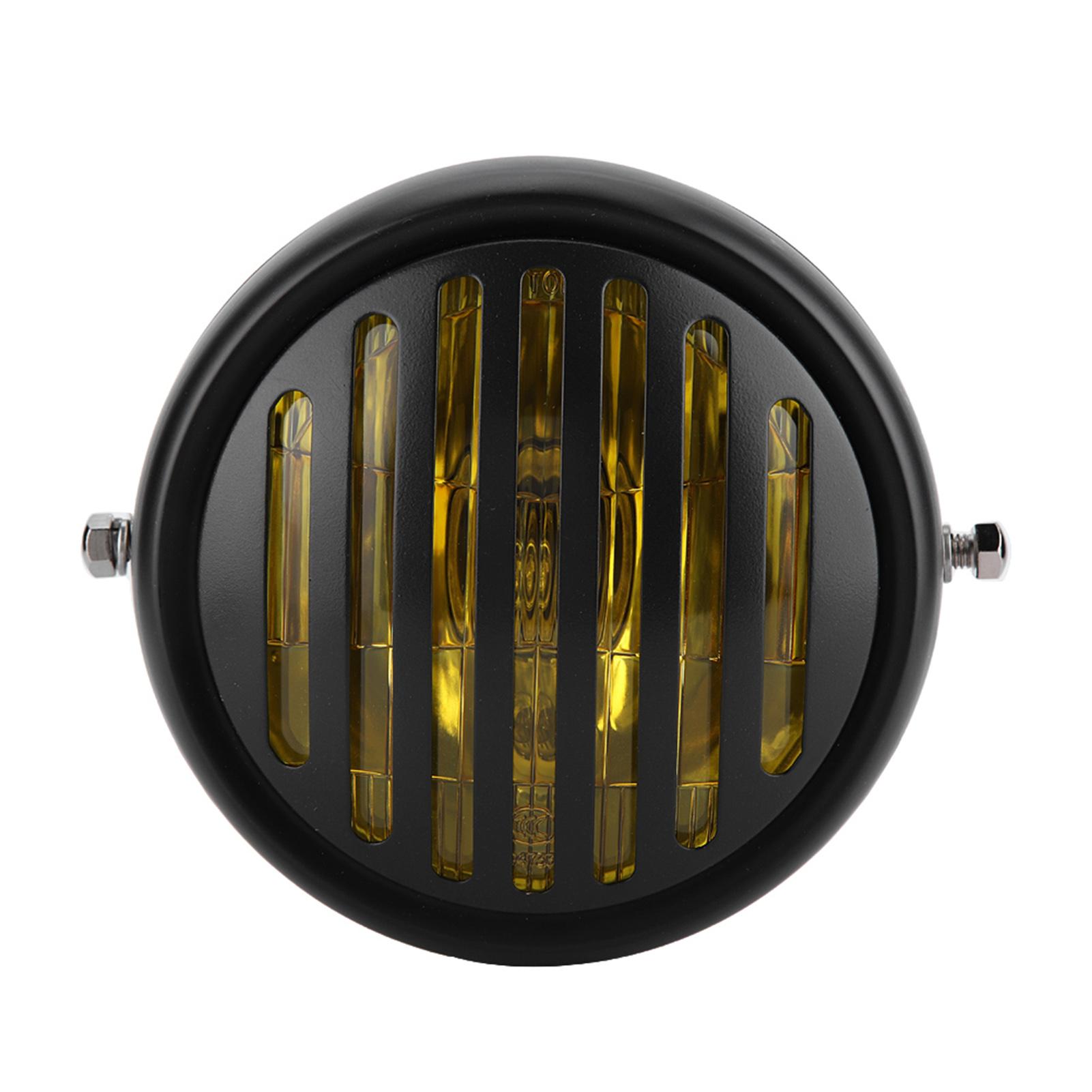 

Универсальный мотоциклетный ретро черный корпус решетка крышка фара передняя фара желтая линза