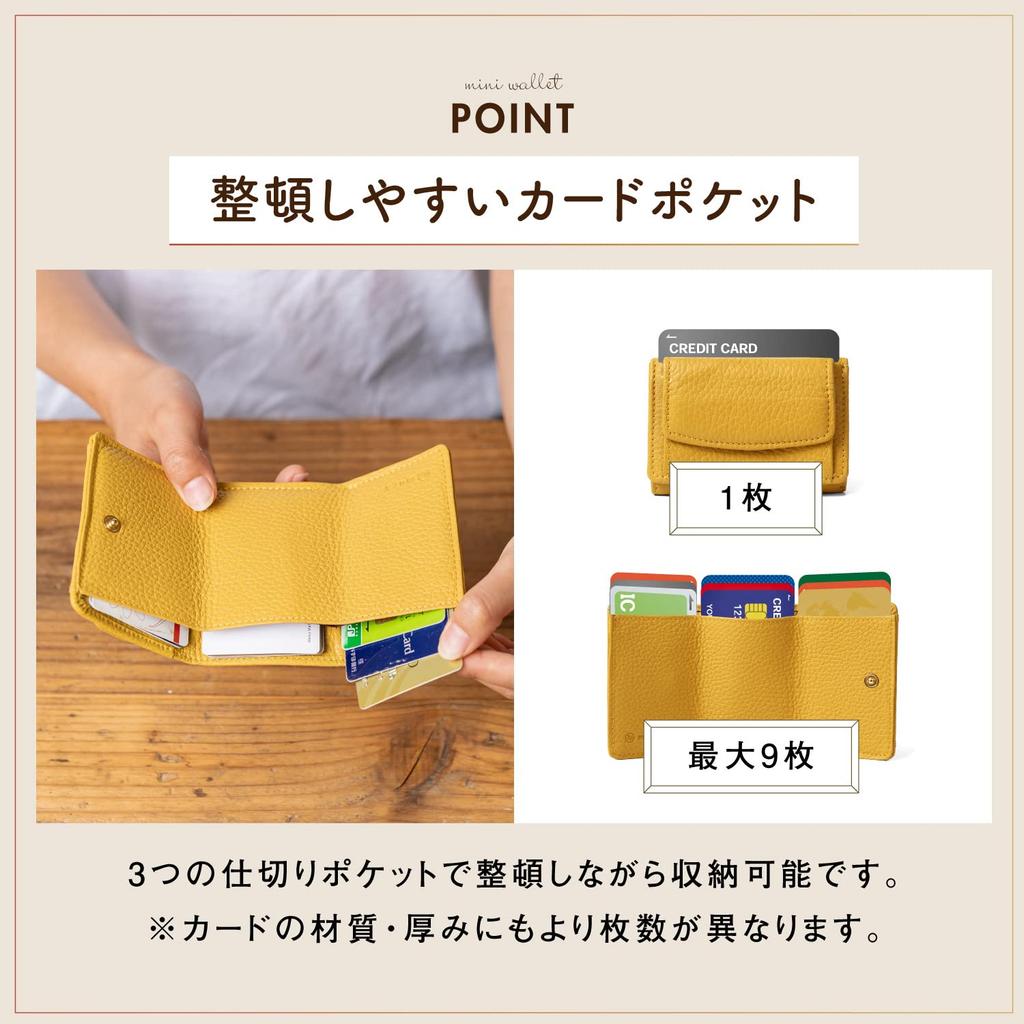 Mura Mini Wallet for Genuine Skimming Italian Leather Tri-fold Women, Leather, Prevention, (Orange)