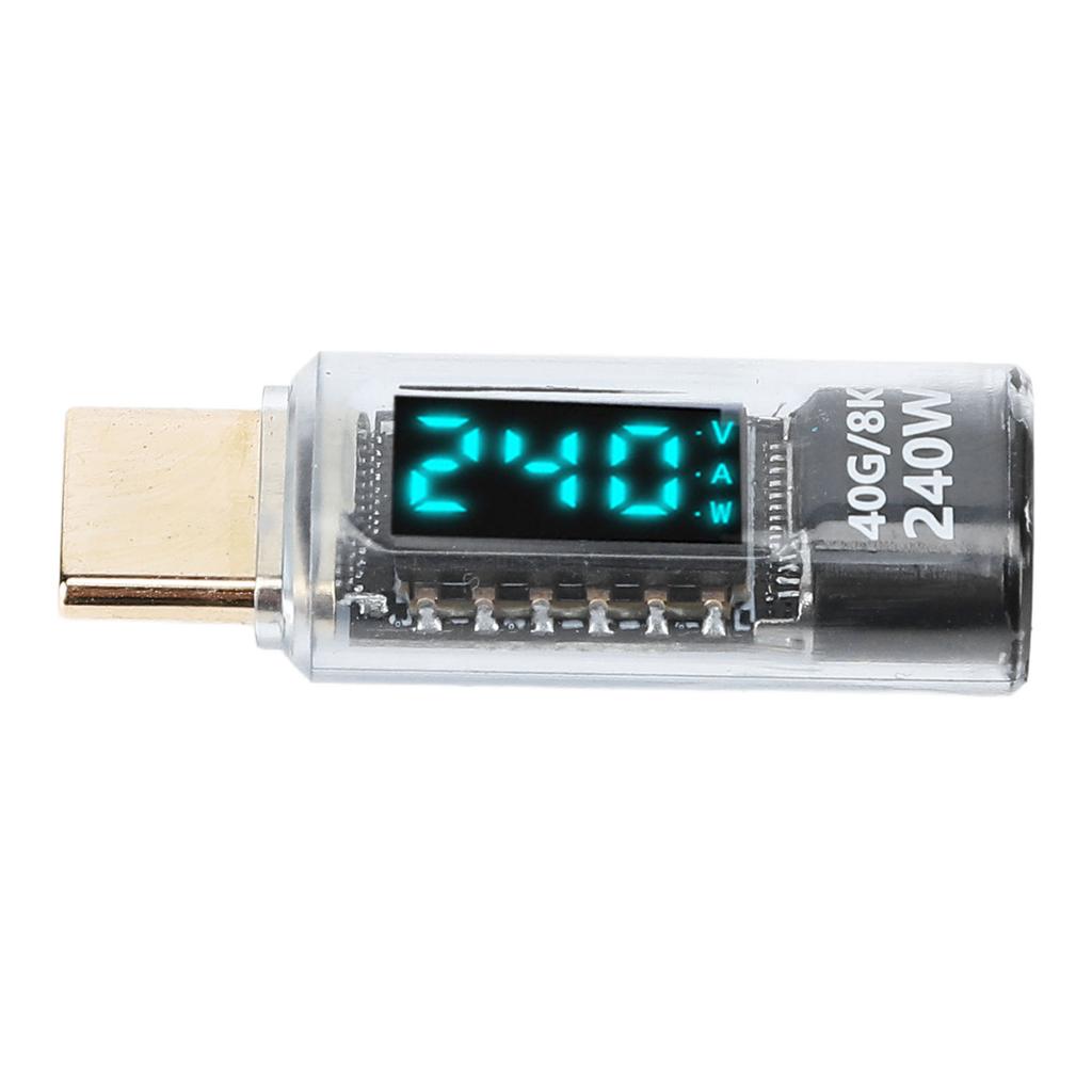 USB C Adapter Power Meter Tester PD 240W 8k 60Hz 40Gbps Transfer USB C Male to Female Extension Adapter with Digital