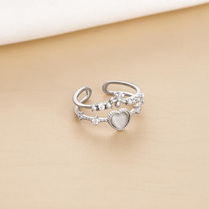 

Двухслойное кольцо Banyan Tree из серебра 925 пробы с сердцем и цветком Adjustable opening