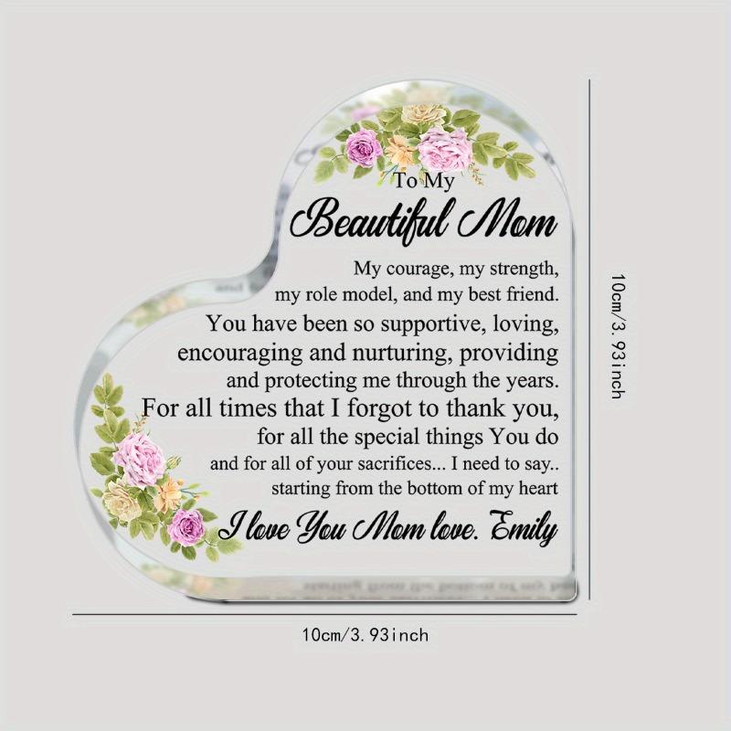 2D Flat Acrylic Gift Desk Decor Plaque, Mom Birthday Gifts, Suitable for Wall Decoration, Porch, Room, Villa, Accents Home, Hallway, or Workplace - Ru
