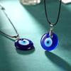 Glass Lucky Round Pu Leather Chains Clavicle Chains Fashion Jewelry Blue Eyes Necklace Demon Eye