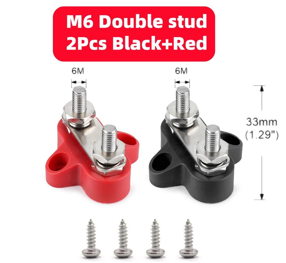 M6 M8 M10 Bus Bar 12V Terminal Block Studs BusBar 12V 5/16" 1/4" Negative Heavy Duty Power Distribution Stud for Truck RV Boat