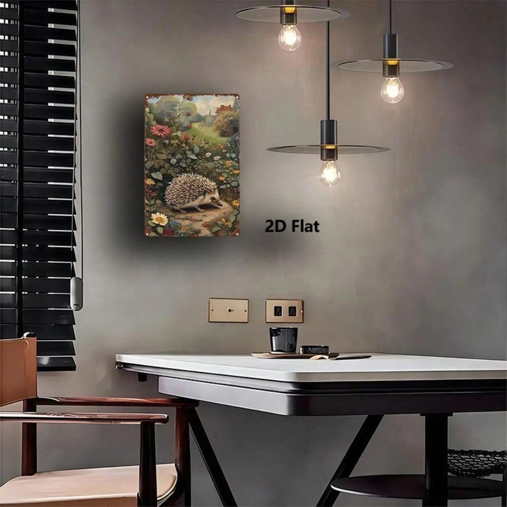 1pc Vintage Hedgehog Metal Sign 8x12 Nostalgic Country Tin Painting Humorous Wall Decor for Living Room