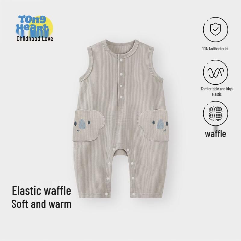 Newborn Unisex Waffle Knit Romper Overalls 90