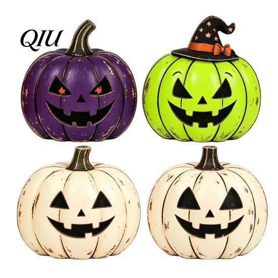 Desktop Holiday Party Ornament 3/4Pcs Vintage Wooden Pumpkin Decor, Rustic Fall Tabletop Centerpiece, Farmhouse Sturdy Thanksgiving Centerpieces