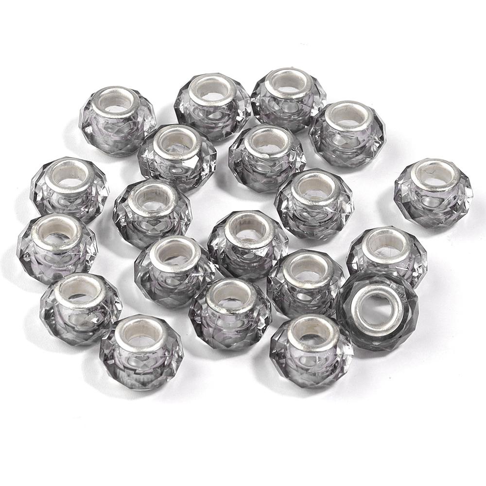 20pcs/Lot Transparent Color Faceted Resin Beads Big Hole Spacer Loose Beads for Jewelry Making DIY Bracelet Necklace