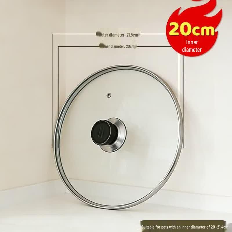 MAXCOOK 20CM 304 Stainless Steel Glass Lid