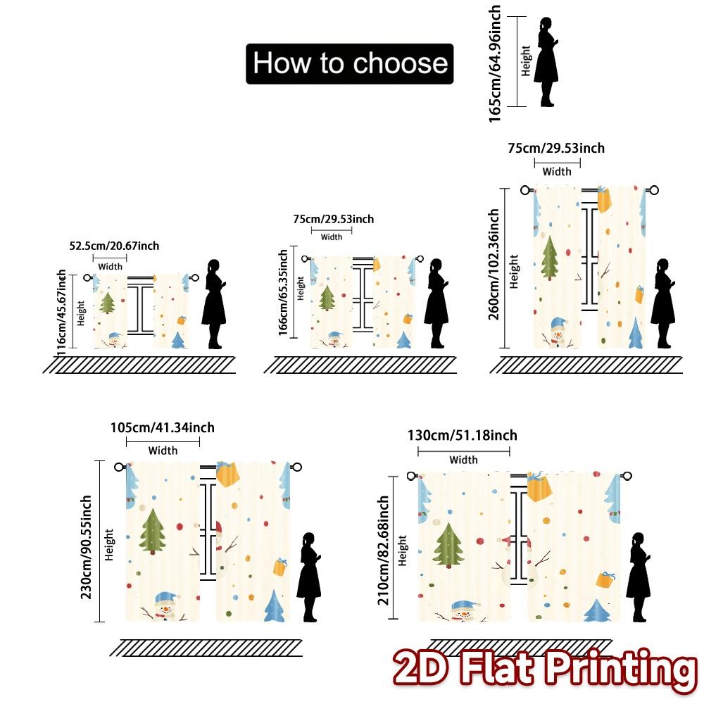 2pcs,Curtains Cute Snowman Christmas Tree_b Modern Curtains Digital Printed Versatile Polyester Curtains Thermal Insulation, and