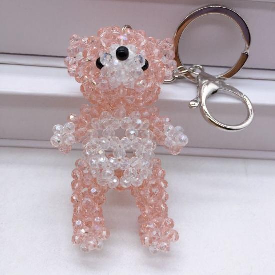 Keychain Pendant, Cartoon Bear Handcrafted Metal Keychain with Glossy Realistic Surface, DIY Animal Beading Kit for Backpack or Handbag