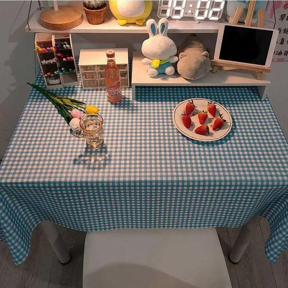Dust-proof Plaid Tablecloth Rectangular Ins Table Cloth Dining Table Protector  Restaurant Kitchen