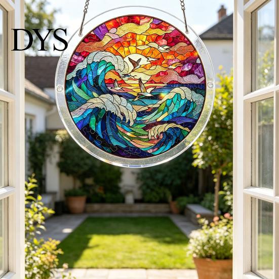 Irregular Shape Puzzle Pieces Acrylic Jigsaw Suncatcher Stained Glass Window Hanging Ornament DIY Puzzles Hands-on Activity Sun Catcher Panel for Home