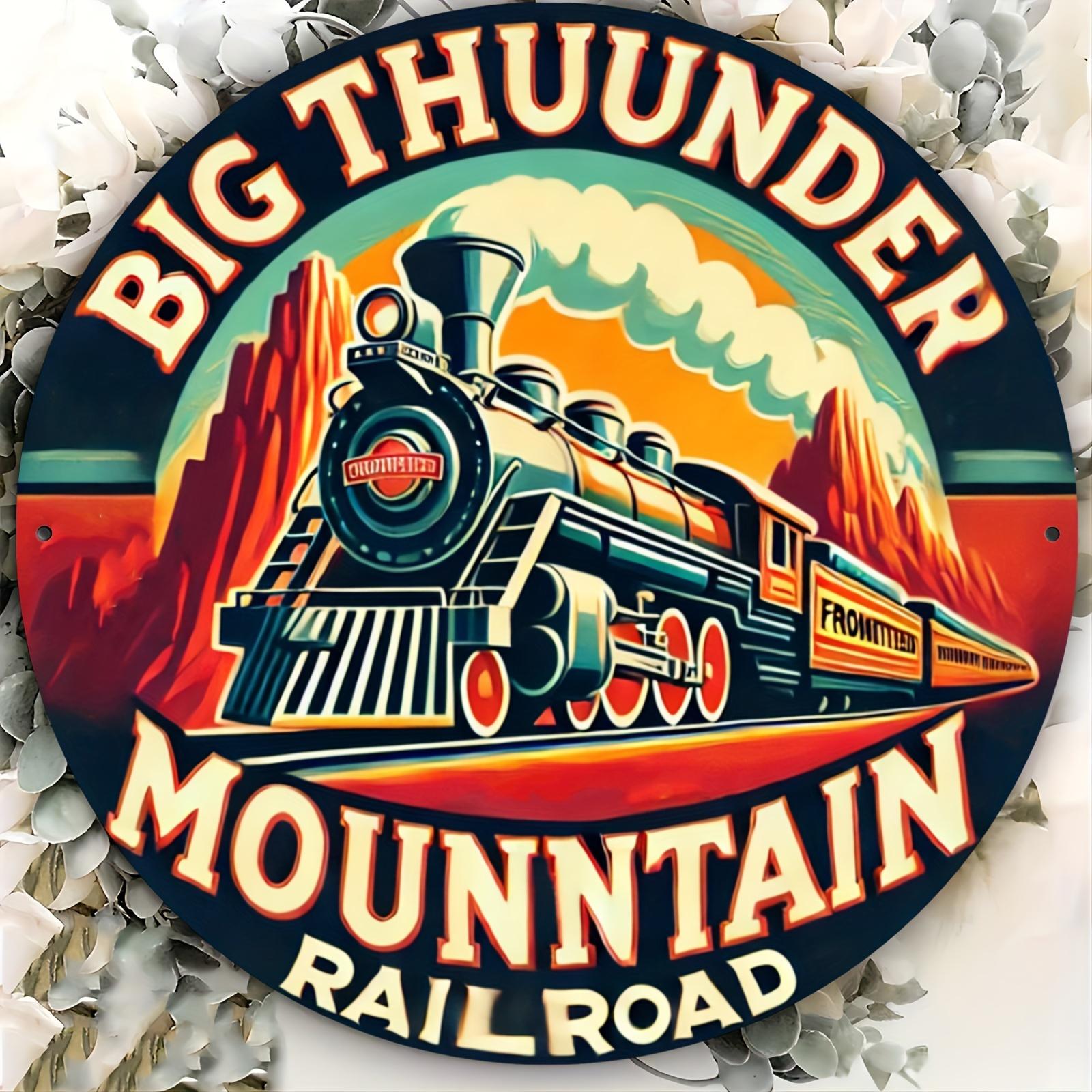 pc Big Thunder Mountain Railroad Vintage Metal Aluminum SignRound Wall Decor for Home Kitchen Restaurant Bedroom Garden 20x20cm(8x8inch)