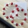 10Mm Vintage High Quality Ankara Red Cold White Artificial Crystal Pearl Bracelet Bracelet