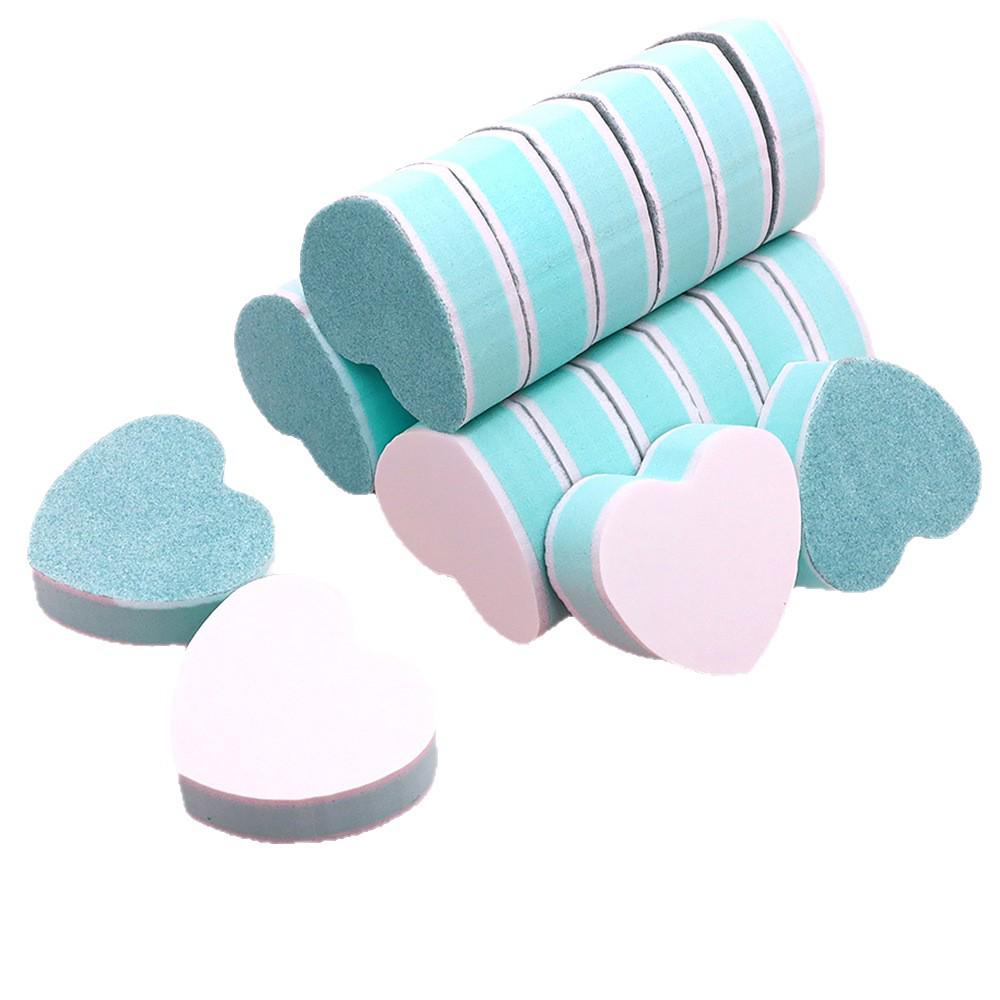 Dual-Sided Heart-Shaped Nail File Sponge Block - High Elasticity and Polishing