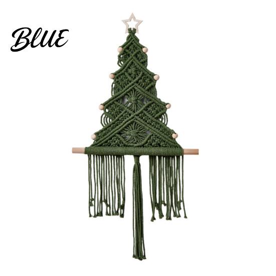 Star Pattern Wall Tapestry Hand‑Woven Christmas Tree Hanging Boho with Wooden Beads & Handwoven Cotton Star Xmas Art Decor for Home Farmhouse
